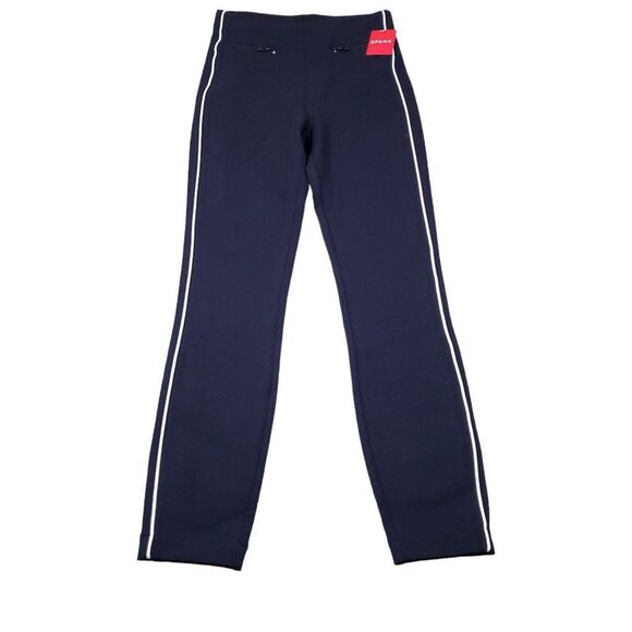 Spanx Ankle Piped Skinny Perfect Pants Navy Blue Size XS High Rise - Picture 2 of 12
